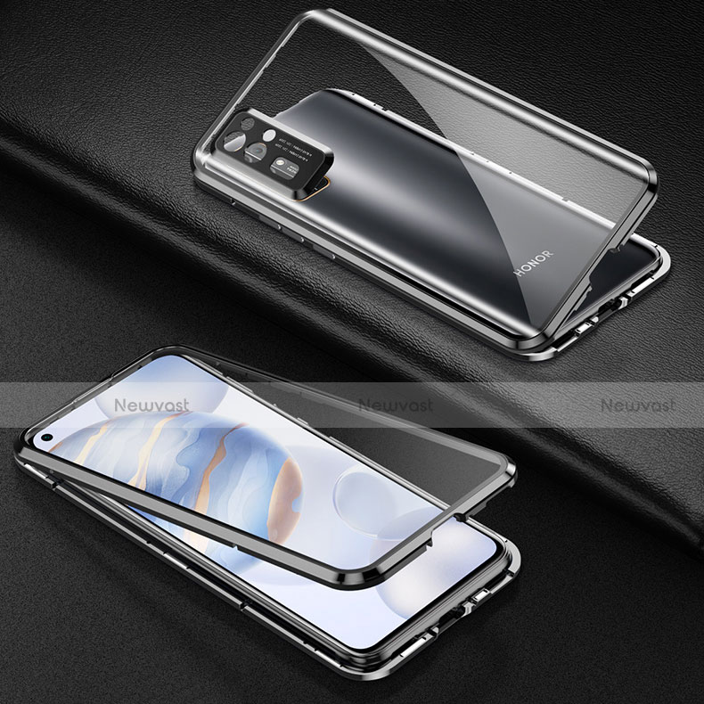 Luxury Aluminum Metal Frame Mirror Cover Case 360 Degrees M04 for Huawei Honor 30 Black