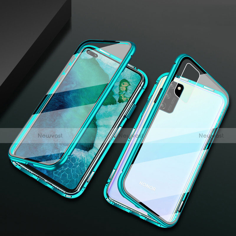 Luxury Aluminum Metal Frame Mirror Cover Case 360 Degrees M04 for Huawei Honor V30 Pro 5G Green