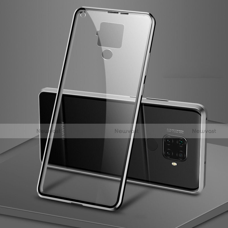 Luxury Aluminum Metal Frame Mirror Cover Case 360 Degrees M04 for Huawei Nova 5i Pro Black
