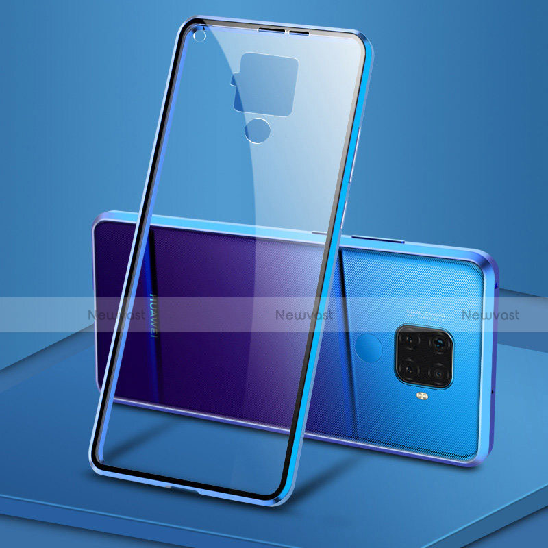 Luxury Aluminum Metal Frame Mirror Cover Case 360 Degrees M04 for Huawei Nova 5z Blue