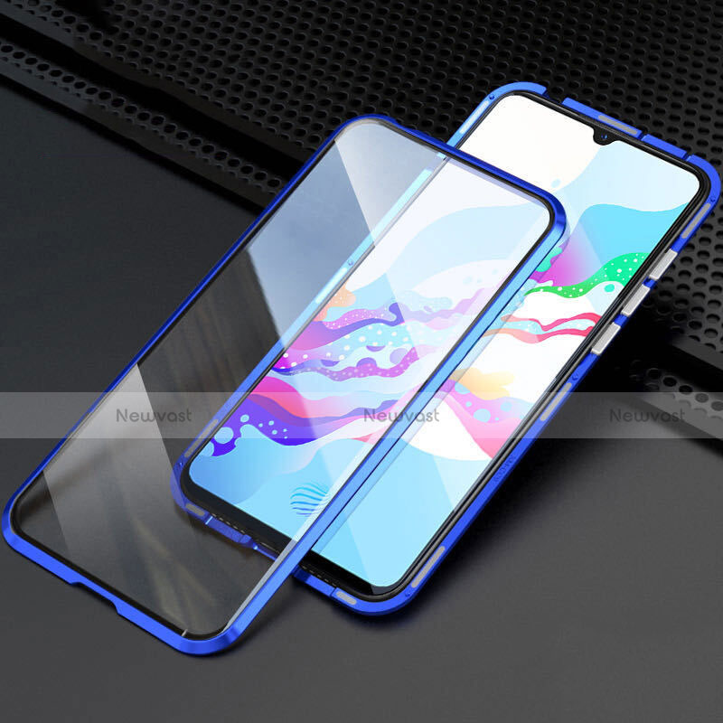 Luxury Aluminum Metal Frame Mirror Cover Case 360 Degrees M04 for Oppo A9 (2020) Blue