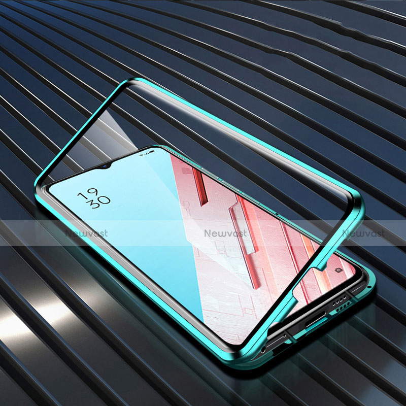 Luxury Aluminum Metal Frame Mirror Cover Case 360 Degrees M04 for Oppo Find X2 Lite Green