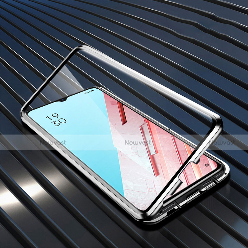 Luxury Aluminum Metal Frame Mirror Cover Case 360 Degrees M04 for Oppo Find X2 Lite Silver