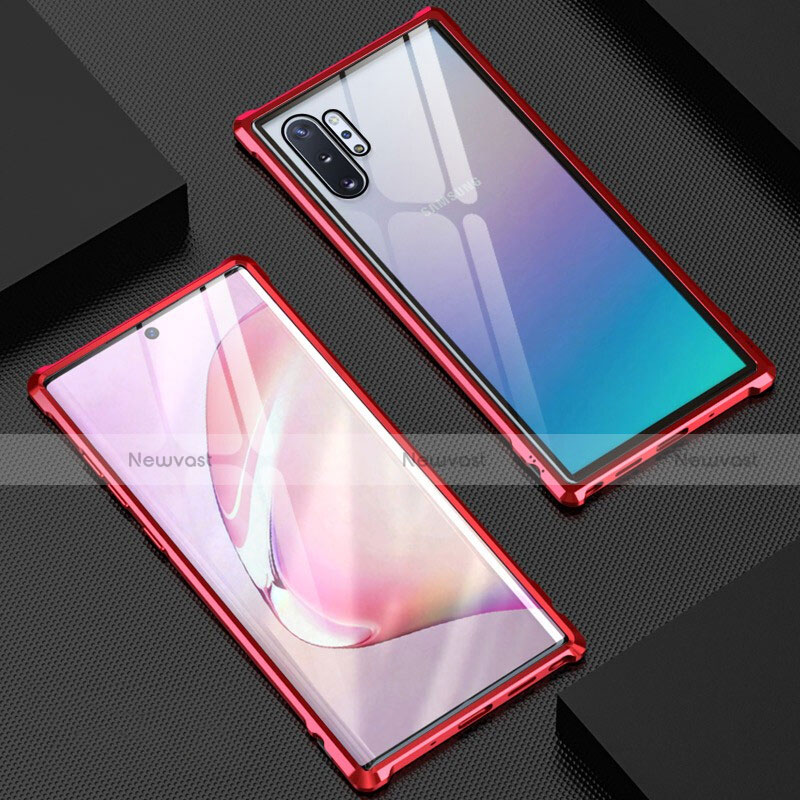 Luxury Aluminum Metal Frame Mirror Cover Case 360 Degrees M04 for Samsung Galaxy Note 10 Plus 5G Red