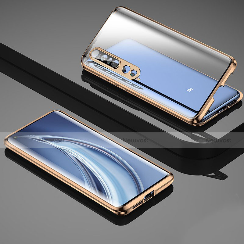 Luxury Aluminum Metal Frame Mirror Cover Case 360 Degrees M04 for Xiaomi Mi 10 Pro Gold