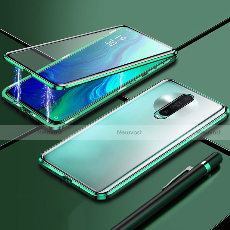 Luxury Aluminum Metal Frame Mirror Cover Case 360 Degrees M04 for Xiaomi Poco X2 Green