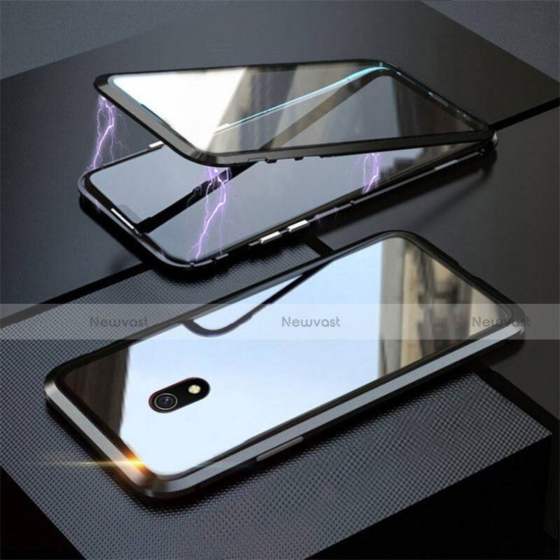 Luxury Aluminum Metal Frame Mirror Cover Case 360 Degrees M04 for Xiaomi Redmi 8A Black