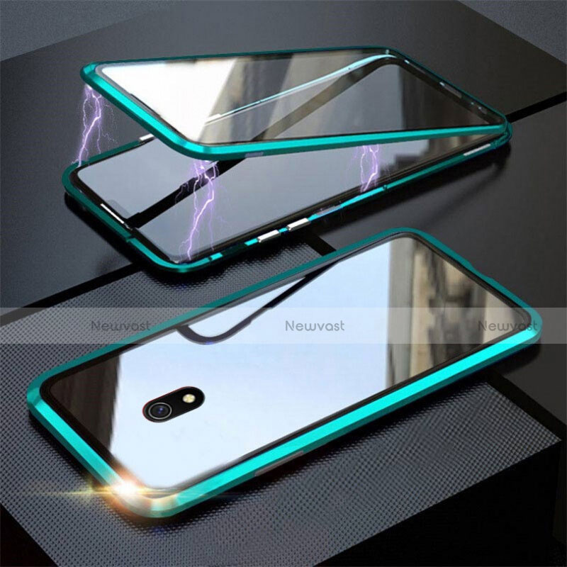 Luxury Aluminum Metal Frame Mirror Cover Case 360 Degrees M04 for Xiaomi Redmi 8A Green