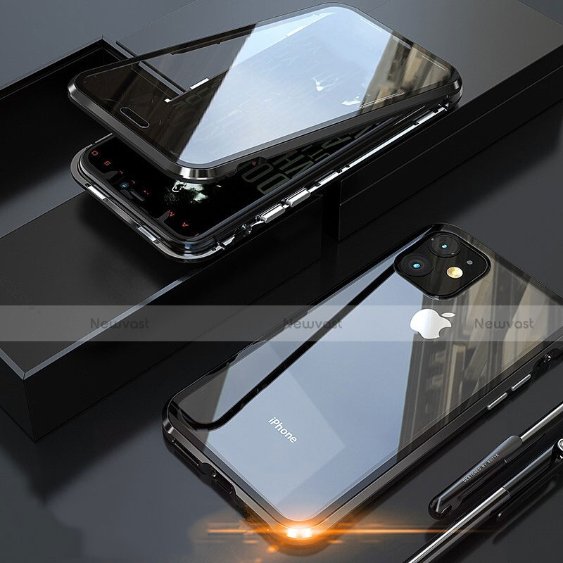 Luxury Aluminum Metal Frame Mirror Cover Case 360 Degrees M05 for Apple iPhone 11 Pro Max Black