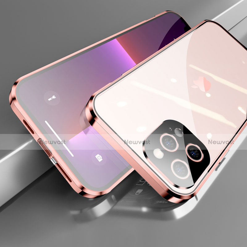 Luxury Aluminum Metal Frame Mirror Cover Case 360 Degrees M05 for Apple iPhone 13 Pro Max