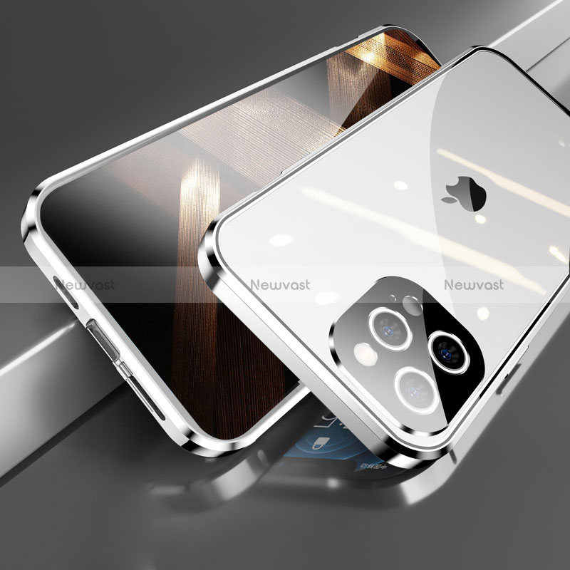 Luxury Aluminum Metal Frame Mirror Cover Case 360 Degrees M05 for Apple iPhone 14 Pro