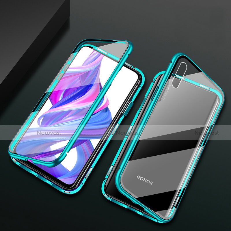 Luxury Aluminum Metal Frame Mirror Cover Case 360 Degrees M05 for Huawei Honor 9X Green