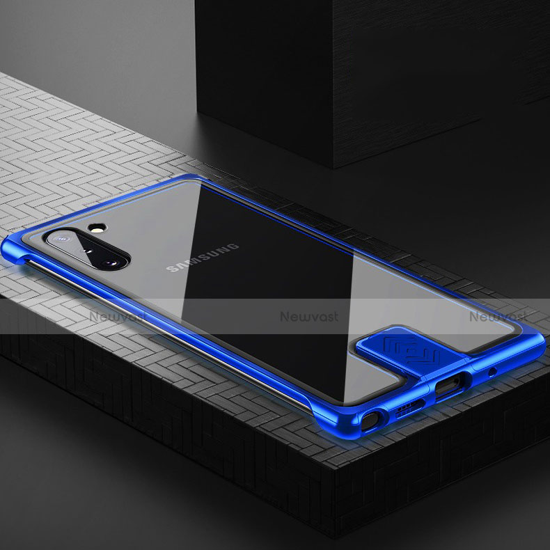 Luxury Aluminum Metal Frame Mirror Cover Case 360 Degrees M05 for Samsung Galaxy Note 10 5G Blue