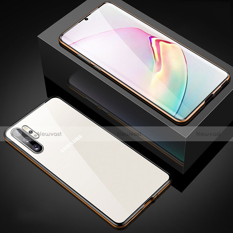 Luxury Aluminum Metal Frame Mirror Cover Case 360 Degrees M05 for Samsung Galaxy Note 10 Plus 5G Gold