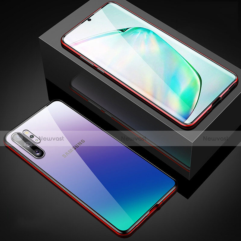 Luxury Aluminum Metal Frame Mirror Cover Case 360 Degrees M05 for Samsung Galaxy Note 10 Plus 5G Red