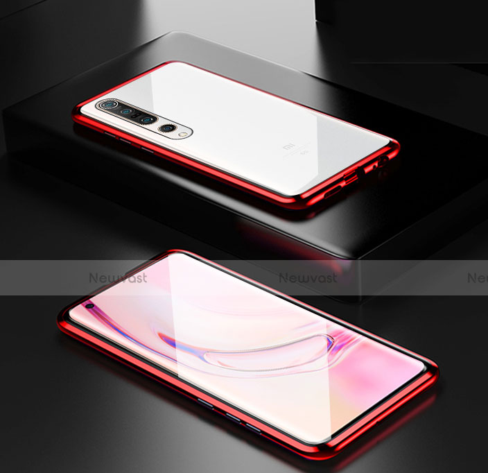 Luxury Aluminum Metal Frame Mirror Cover Case 360 Degrees M05 for Xiaomi Mi 10 Pro Red