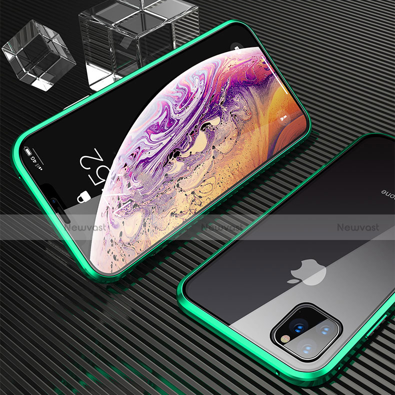 Luxury Aluminum Metal Frame Mirror Cover Case 360 Degrees M06 for Apple iPhone 11 Pro Green
