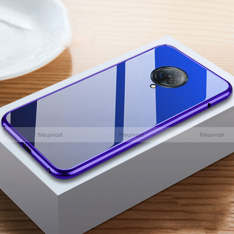 Luxury Aluminum Metal Frame Mirror Cover Case 360 Degrees M06 for Vivo Nex 3 5G Blue