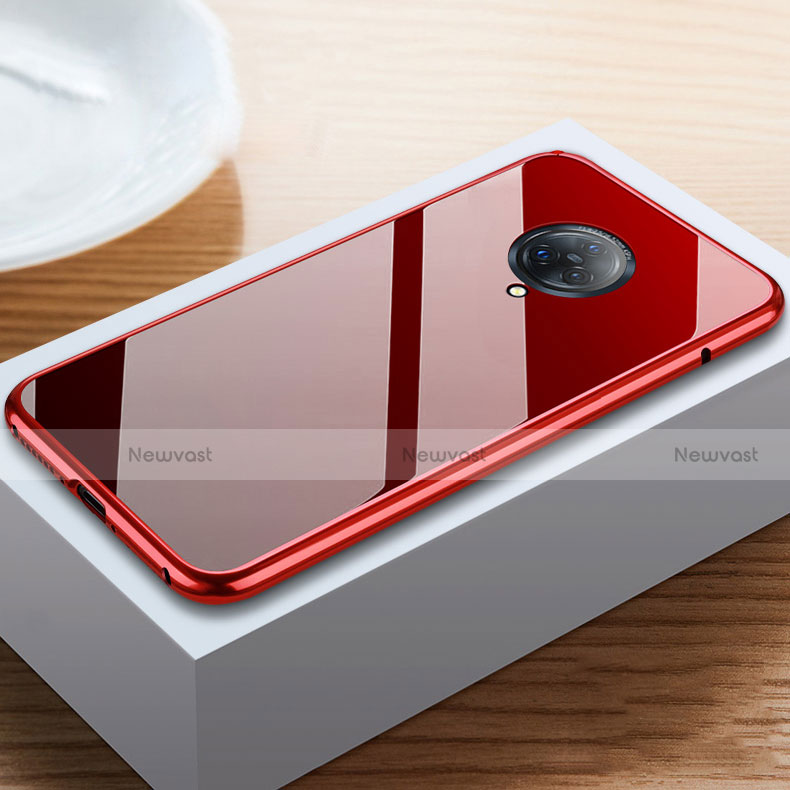Luxury Aluminum Metal Frame Mirror Cover Case 360 Degrees M06 for Vivo Nex 3 5G Red and Black