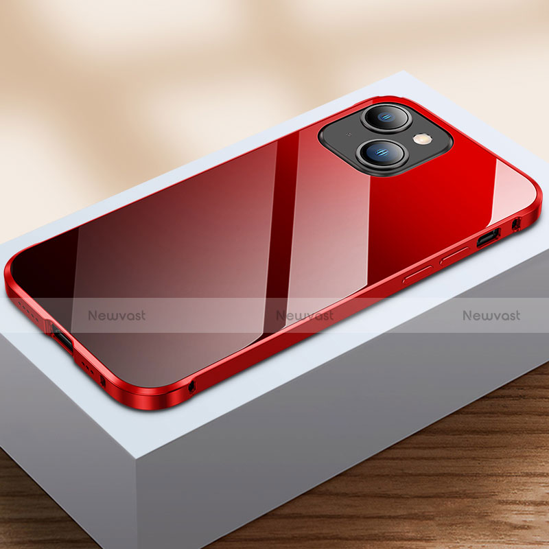 Luxury Aluminum Metal Frame Mirror Cover Case 360 Degrees M07 for Apple iPhone 13 Mini