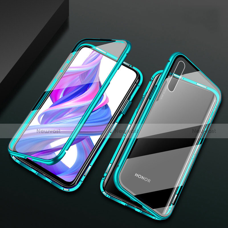 Luxury Aluminum Metal Frame Mirror Cover Case 360 Degrees M07 for Huawei Honor 9X Pro Green