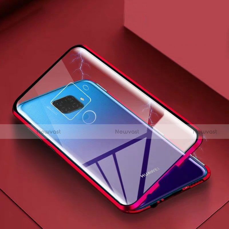 Luxury Aluminum Metal Frame Mirror Cover Case 360 Degrees M07 for Huawei Mate 30 Lite Red