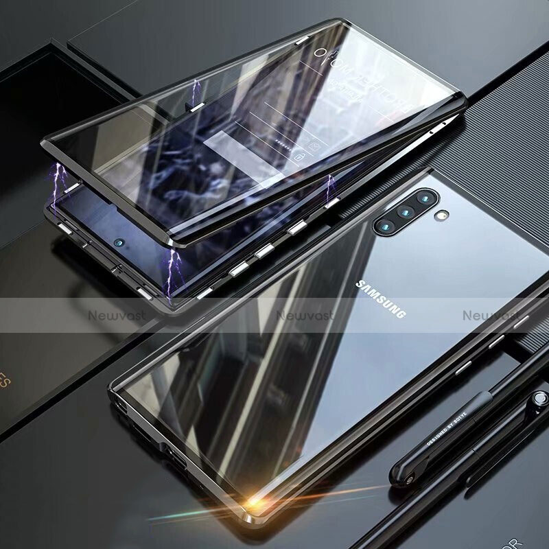 Luxury Aluminum Metal Frame Mirror Cover Case 360 Degrees M07 for Samsung Galaxy Note 10 5G Black