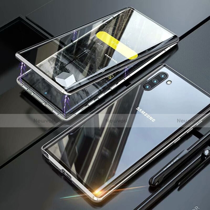 Luxury Aluminum Metal Frame Mirror Cover Case 360 Degrees M07 for Samsung Galaxy Note 10 5G Silver