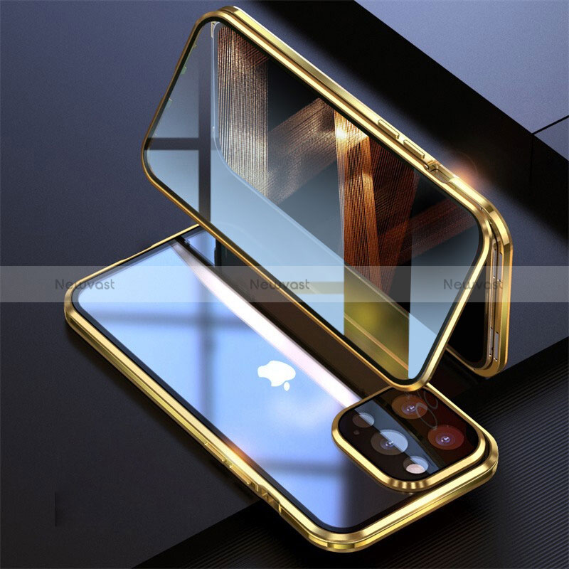 Luxury Aluminum Metal Frame Mirror Cover Case 360 Degrees M08 for Apple iPhone 14 Pro