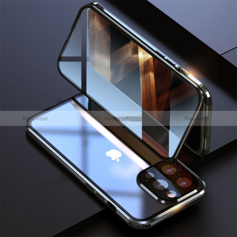 Luxury Aluminum Metal Frame Mirror Cover Case 360 Degrees M08 for Apple iPhone 14 Pro