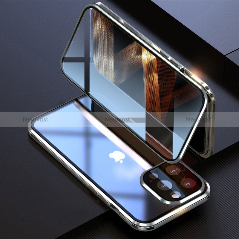 Luxury Aluminum Metal Frame Mirror Cover Case 360 Degrees M08 for Apple iPhone 14 Pro Max