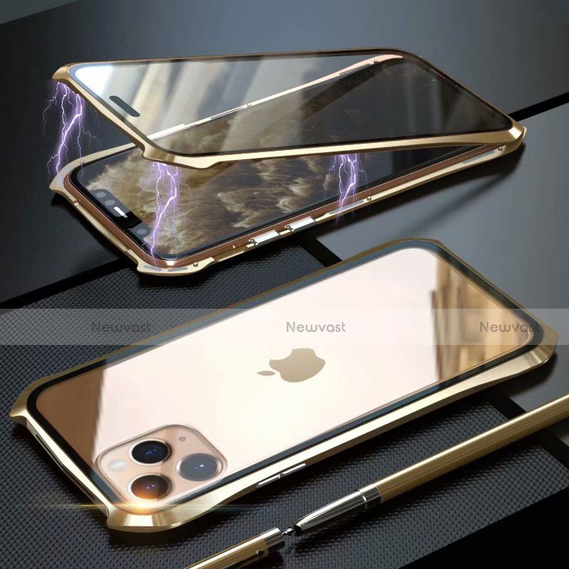 Luxury Aluminum Metal Frame Mirror Cover Case 360 Degrees M10 for Apple iPhone 11 Pro Max Gold