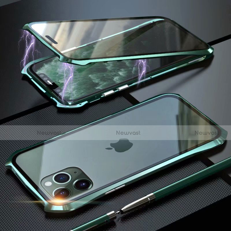 Luxury Aluminum Metal Frame Mirror Cover Case 360 Degrees M10 for Apple iPhone 11 Pro Max Green
