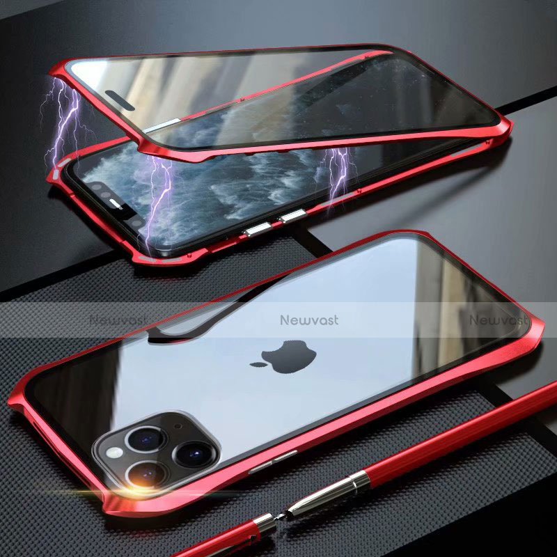 Luxury Aluminum Metal Frame Mirror Cover Case 360 Degrees M10 for Apple iPhone 11 Pro Red