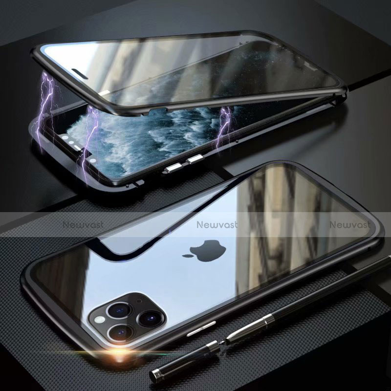 Luxury Aluminum Metal Frame Mirror Cover Case 360 Degrees M11 for Apple iPhone 11 Pro Max Black