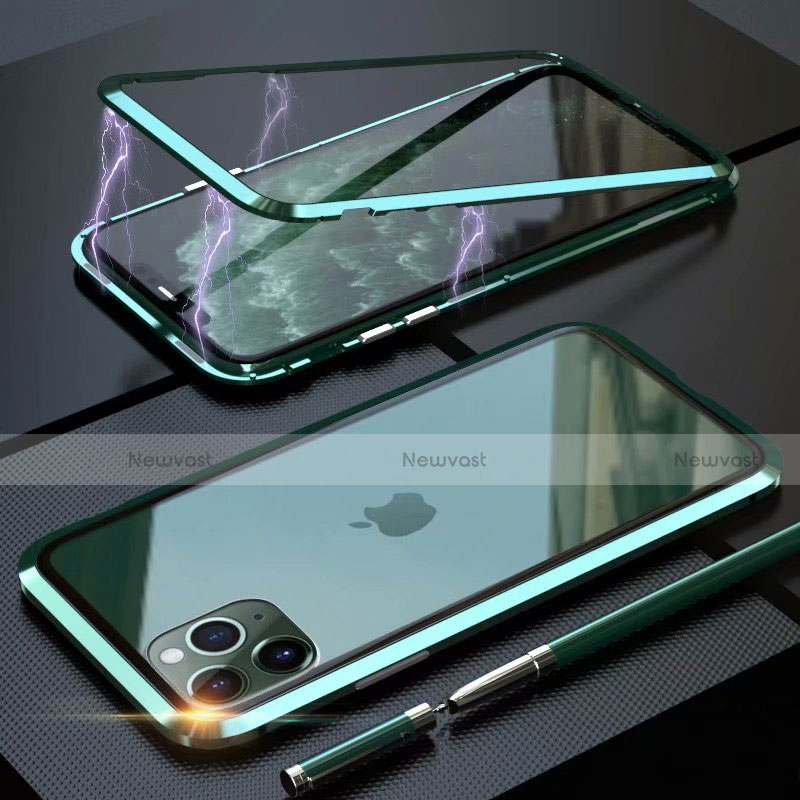 Luxury Aluminum Metal Frame Mirror Cover Case 360 Degrees M14 for Apple iPhone 11 Pro Green