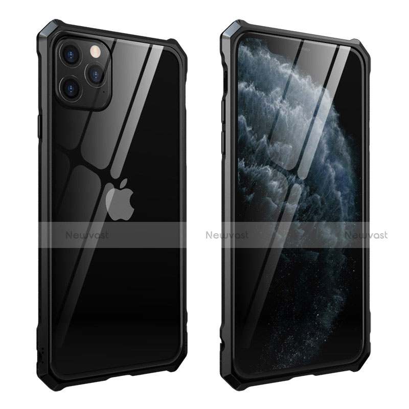 Luxury Aluminum Metal Frame Mirror Cover Case 360 Degrees M15 for Apple iPhone 11 Pro Black