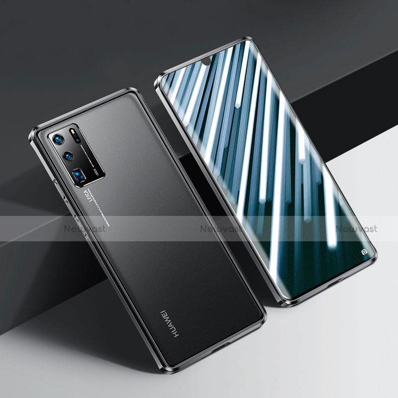 Luxury Aluminum Metal Frame Mirror Cover Case 360 Degrees N01 for Huawei P30 Pro Black