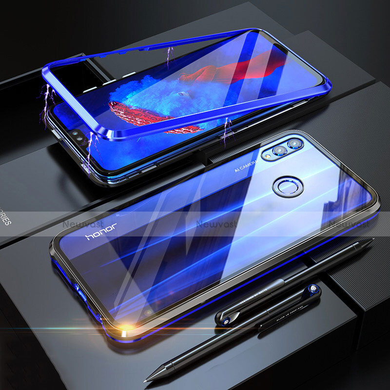 Luxury Aluminum Metal Frame Mirror Cover Case 360 Degrees P01 for Huawei Honor 8X Blue
