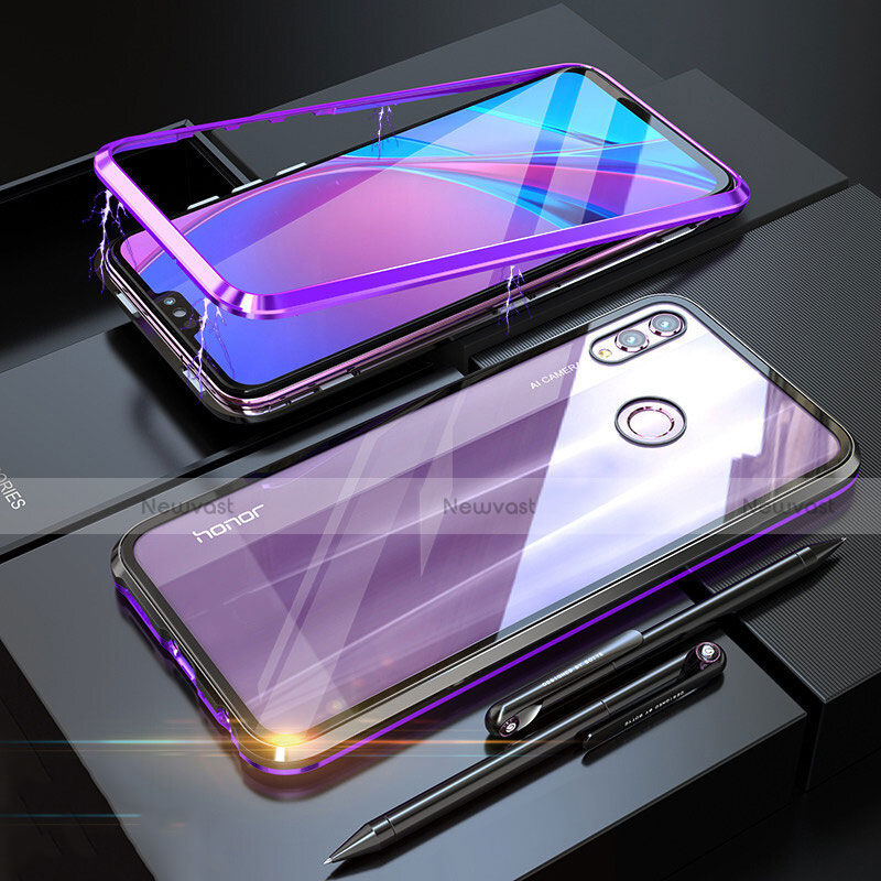 Luxury Aluminum Metal Frame Mirror Cover Case 360 Degrees P01 for Huawei Honor 8X Purple