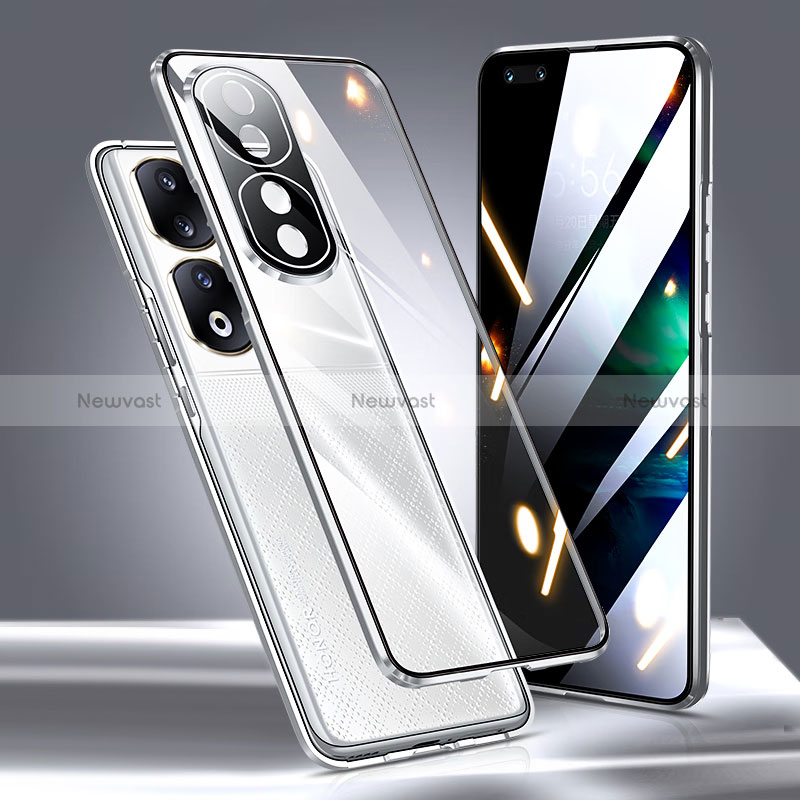 Luxury Aluminum Metal Frame Mirror Cover Case 360 Degrees P01 for Huawei Honor 90 Pro 5G
