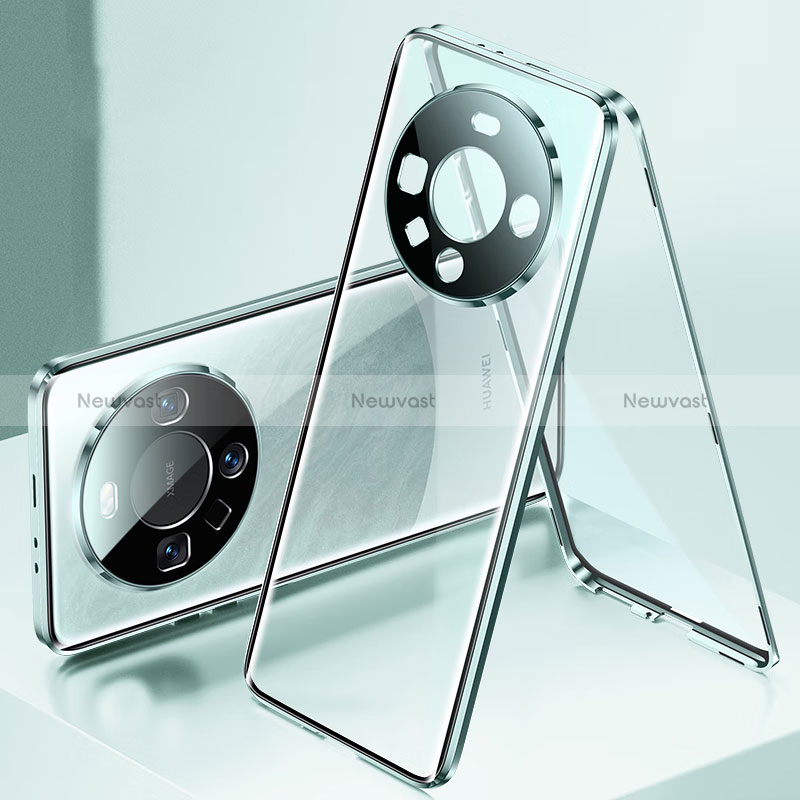 Luxury Aluminum Metal Frame Mirror Cover Case 360 Degrees P01 for Huawei Mate 60 Green