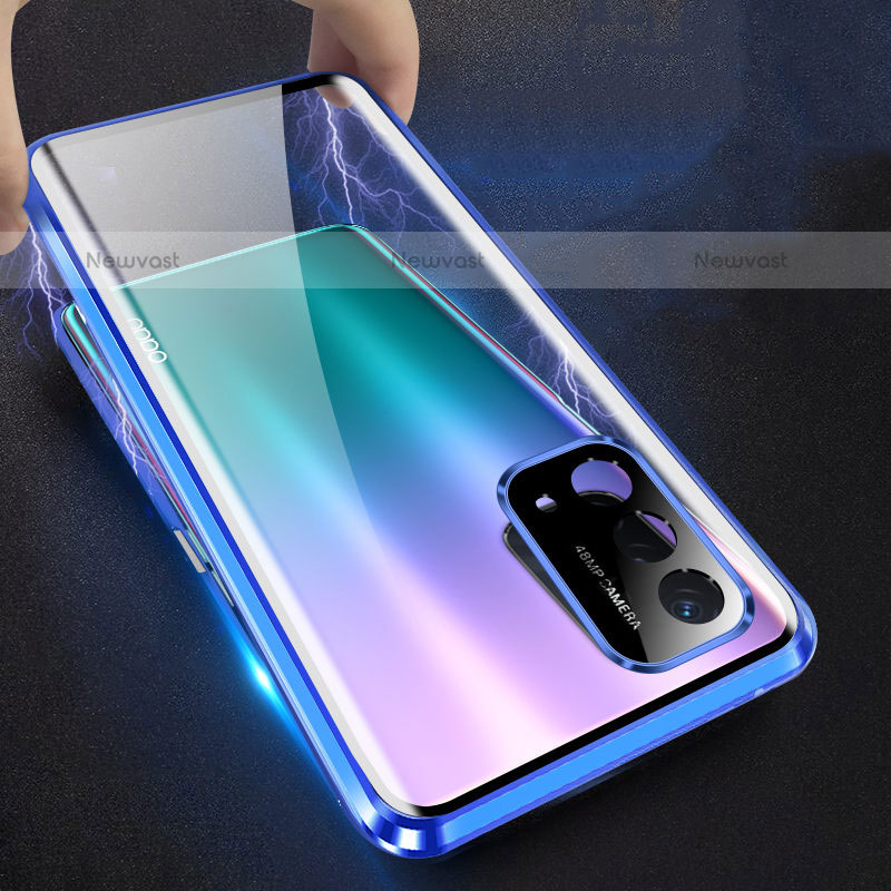 Luxury Aluminum Metal Frame Mirror Cover Case 360 Degrees P01 for OnePlus Nord N200 5G