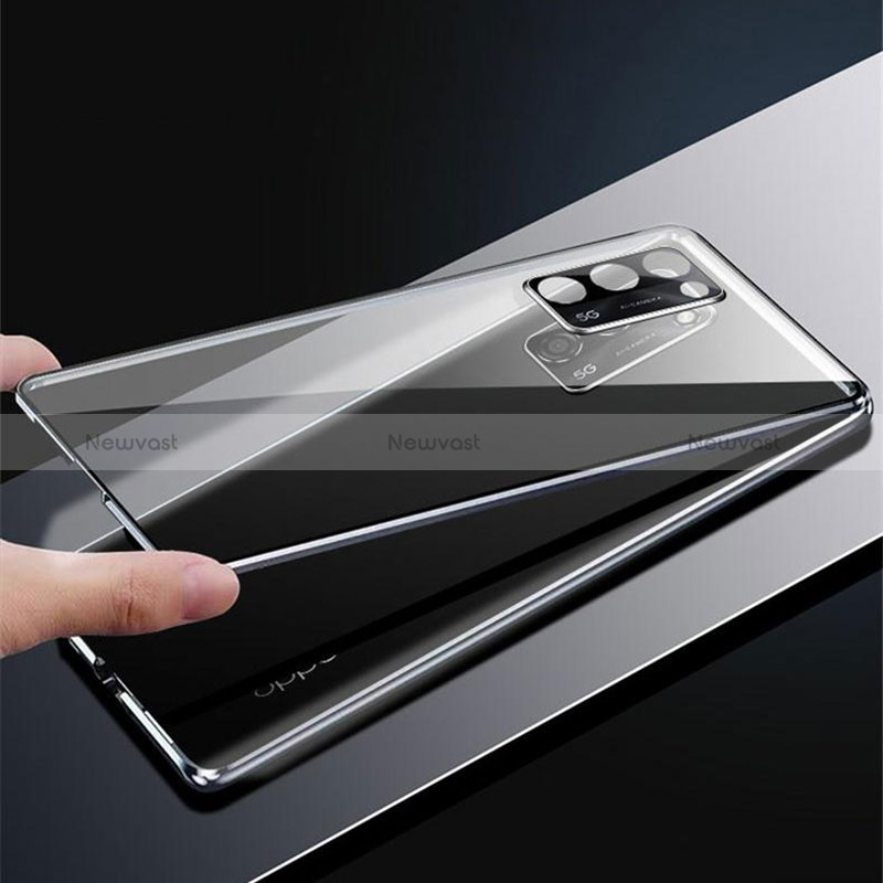 Luxury Aluminum Metal Frame Mirror Cover Case 360 Degrees P01 for Oppo A56 5G