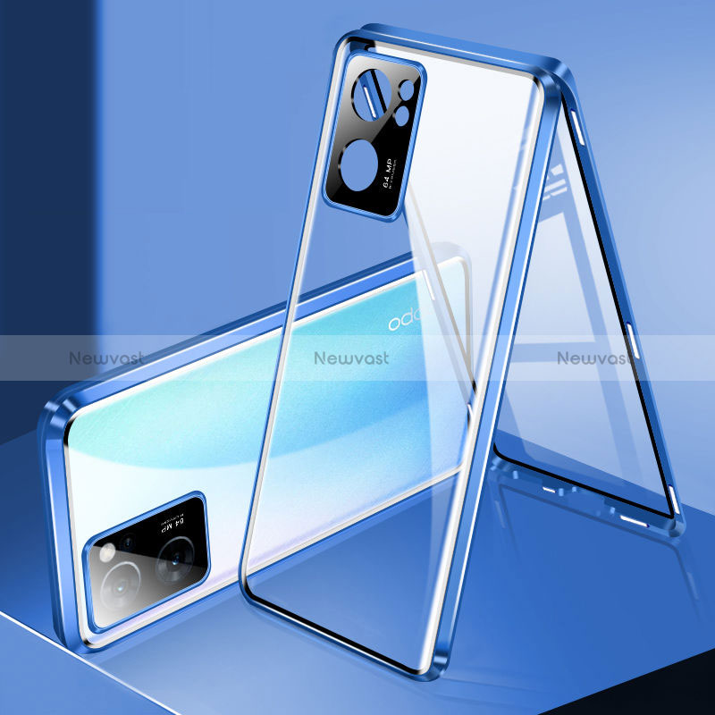 Luxury Aluminum Metal Frame Mirror Cover Case 360 Degrees P01 for Oppo A56S 5G