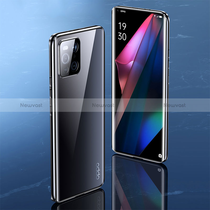 Luxury Aluminum Metal Frame Mirror Cover Case 360 Degrees P01 for Oppo Find X3 5G
