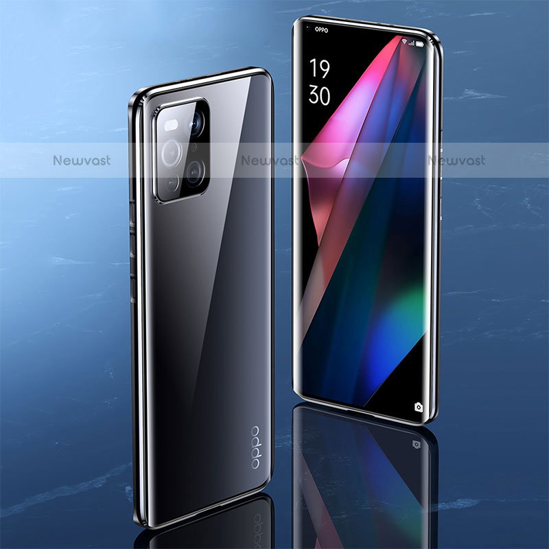 Luxury Aluminum Metal Frame Mirror Cover Case 360 Degrees P01 for Oppo Find X3 Pro 5G
