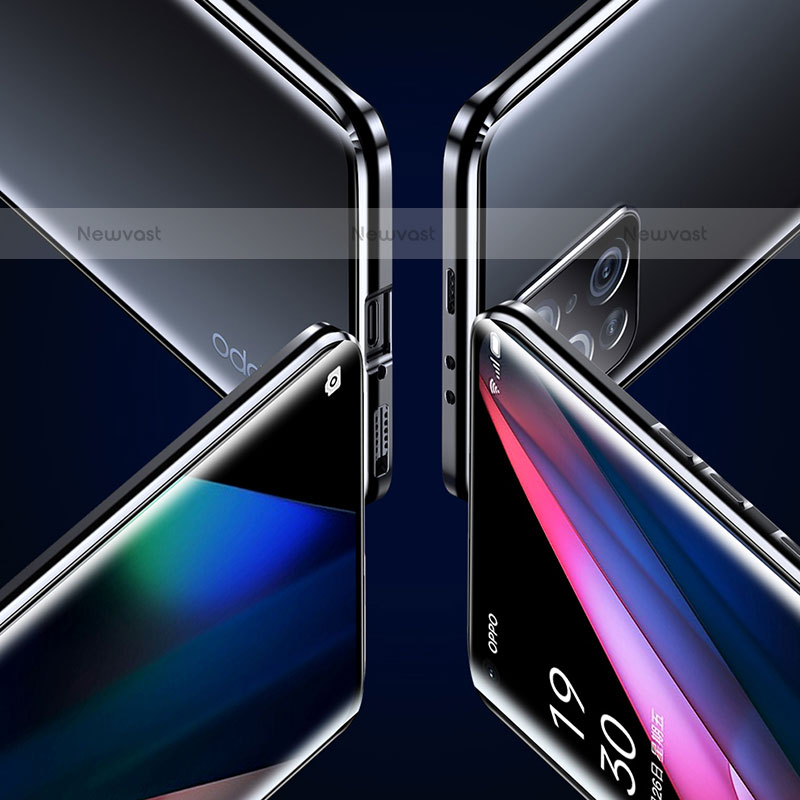 Luxury Aluminum Metal Frame Mirror Cover Case 360 Degrees P01 for Oppo Find X3 Pro 5G