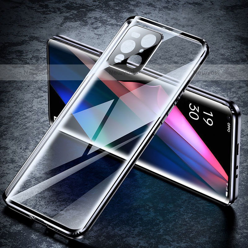 Luxury Aluminum Metal Frame Mirror Cover Case 360 Degrees P01 for Oppo Find X3 Pro 5G