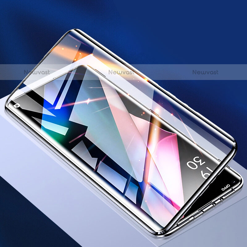 Luxury Aluminum Metal Frame Mirror Cover Case 360 Degrees P01 for Oppo Find X3 Pro 5G Black